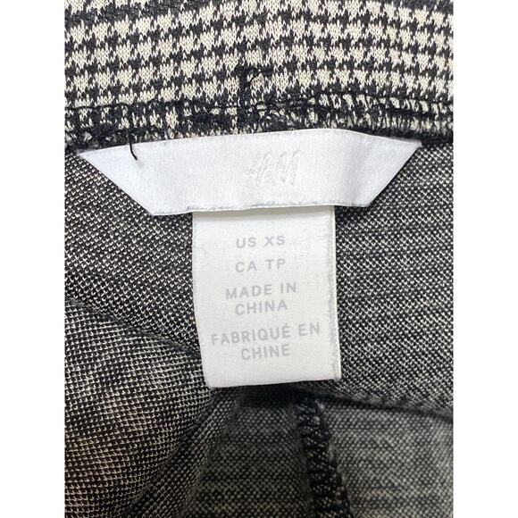 H&M Women's Black White Houndstooth High Rise Wide Leg Trousers Pants Size XS - Picture 4 of 5